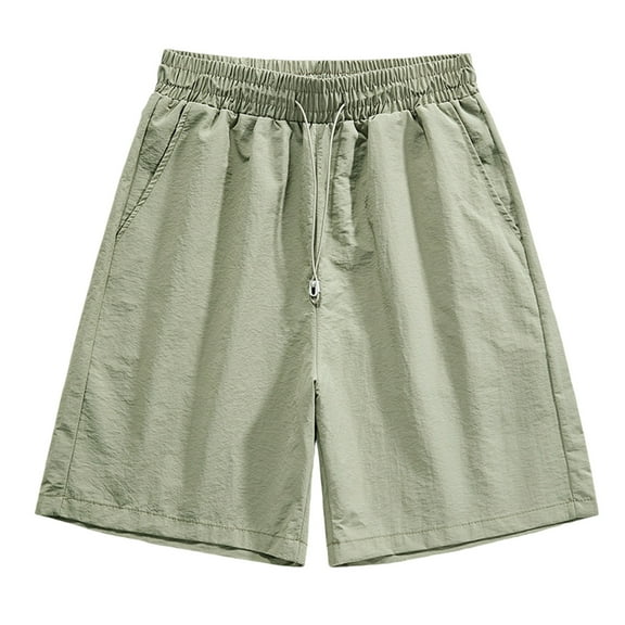 YLSDY Drawstring Casual Summer Shorts Men's Summer Solid Color Elastic Waist Shorts with Pockets Men's Beach Outdoor Sweatpants Army Green XXXL
