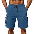 thumbnail image 1 of YLSDY Drawstring Elastic Waist Shorts for Mens Ruched Straight Leg Plain Fall Summer 2026 Trendy Short Pants Blue S, 1 of 6