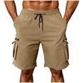 thumbnail image 1 of YLSDY Drawstring Elastic Waist Shorts for Mens Ruched Straight Leg Plain Fall Summer 2026 Trendy Short Pants Khaki XL, 1 of 6