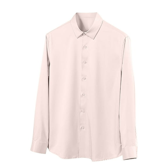 YLSDY Dress Shirts for Men Casual Formal Wrinkle-Free Untucked Shirt Vacation Wedding Long Sleeve Button Down Dress Clothes Beige XL