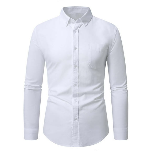 YLSDY Dress Shirts for Men Long Sleeve Business Casual Button Up Shirts Collar Slim Fit Work Office Outfits Formal Shirt White XXXL