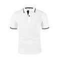 thumbnail image 1 of YLSDY Elavure - Prestigio Button Collared Shirt, Men's Short Sleeve Solid Stretch Pique Button Collared Shirt Quick Dry Casual Workout Tshirt White L, 1 of 5