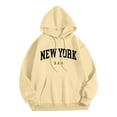thumbnail image 1 of YLSDY Fall Clothes Men's Oversized Letter Print Graphic Hoodies Long Sleeve Hooded Pullover Casual Sweatshirts with Pocket Beige M, 1 of 5
