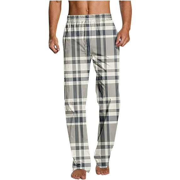 YLSDY Fashion Plaid Pajama Pants, Long PJ Bottoms Sleep Pant Soft Comfy Lounge Pants Loungewear Casual Sleepwear Gray S
