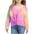 thumbnail image 1 of YLSDY Fashion Pullovers for Teen Girls Twist Front Tie Dye Hoodless Sweatshirt Casual Long Sleeve Tops Clothes for 4-12 Years Pink 7 Years, 1 of 6