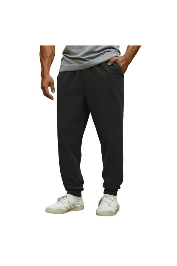 Fleece Jogger Sweatpants for Men with Pockets Bottom Athletic Sweat Pants Workout Running Casual Gym Pants Black S