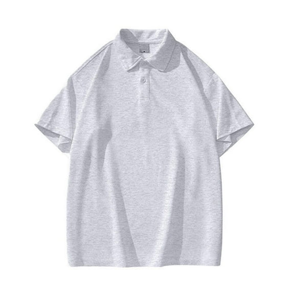 YLSDY Formal Shirts for Men Summer Casual Work Business Short Sleeve Tee Shirts Stretch Comfy Buttons Cotton Lapel Summer Tshirts Gray XXXL