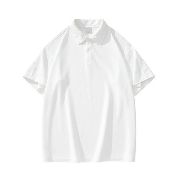 YLSDY Formal Shirts for Men Summer Casual Work Business Short Sleeve Tee Shirts Stretch Comfy Buttons Cotton Lapel Summer Tshirts White M