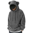 thumbnail image 1 of YLSDY Fuzzy Hoodie Men Sherpa Sweatshirts Cute Bear Ears Hooded Long Sleeve Fluffy Fleece Hoodies Winter Warm Pullover Homewear Gray XL, 1 of 9