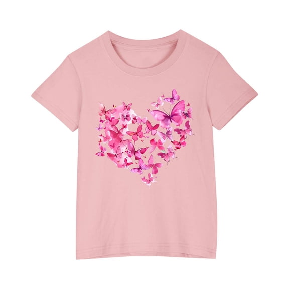 YLSDY Girls Bow Shirt Coquette Bow Valentine's Day T-Shirt, Kids Pink Bow Heart Valentine Shirt, Bow Shirt Pink 7 Years
