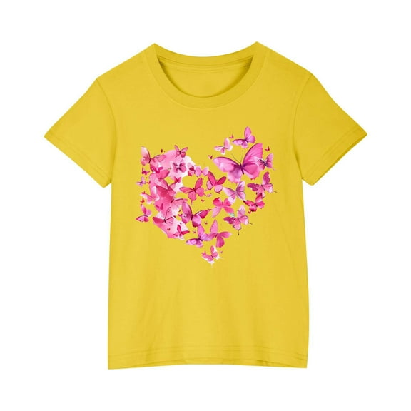 YLSDY Girls Bow Shirt Coquette Bow Valentine's Day T-Shirt, Kids Pink Bow Heart Valentine Shirt, Bow Shirt Yellow 7 Years
