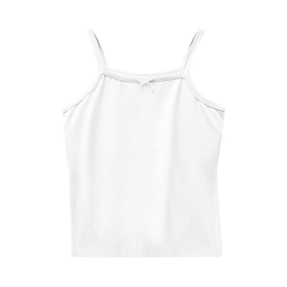 YLSDY Girls' Bowknot Camisole Cotton Tank Top Undershirt Adjustable Shoulder Strap Cami Crop Tops White 5 Years
