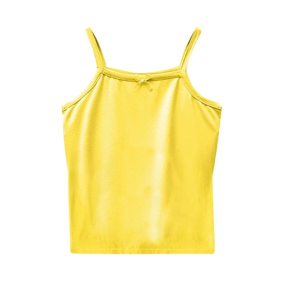YLSDY Girls' Bowknot Camisole Cotton Tank Top Undershirt Adjustable Shoulder Strap Cami Crop Tops Yellow 3 Years