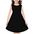 thumbnail image 1 of YLSDY Girls Dress Summer Sleeveless Round Neck A-Line Swing Pleated Skater Dresses with Pockets Black 140, 1 of 3