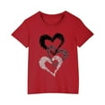 thumbnail image 1 of YLSDY Girls Heart Print Glitter Sequin T Shirts Soft Comfy Cotton Shirts Casual Round Neck Short Sleeve Tee Tops Red 3 Years, 1 of 5