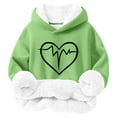 thumbnail image 1 of YLSDY Girls Lamb Fleece Cute Love Print Toddler Sweatshirt Trendy Cotton Plus Velvet Thickened Pullover Tops 2-12 Years Green 8 Years, 1 of 2