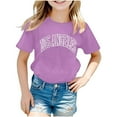 thumbnail image 1 of YLSDY Girls Los Angeles Shirt Short Sleeve T-Shirts Kids Summer Fashion Tunic Tops Cotton Graphic Tees Shirts Purple 11 Years, 1 of 3