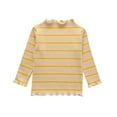 thumbnail image 1 of YLSDY Girls Striped Long Sleeve Shirt Yellow Ribbed T-Shirt Kids Tops Yellow 5 Years, 1 of 3