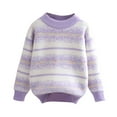 thumbnail image 1 of YLSDY Girls Striped Sweaters Gradient Long Sleeve Cable Knit Sweater Chunky Pullover Jumper Fall Winter Purple 6 Years, 1 of 6