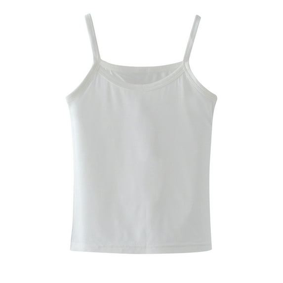 YLSDY Girls Summer Basic Cotton Tank Top Spaghetti Strap Camisole Undershirt Basic Tank Tops Undershirts Kids Strap Vest White 4 Years