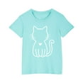 thumbnail image 1 of YLSDY Girls Summer Cotton Loose T-Shirt Cat Printed Short-Sleeved Kids Tops Round Neck Casual Cute Graphic Fitted Lightweight Tops Blue 4 Years, 1 of 5