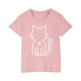 thumbnail image 1 of YLSDY Girls Summer Cotton Loose T-Shirt Cat Printed Short-Sleeved Kids Tops Round Neck Casual Cute Graphic Fitted Lightweight Tops Pink 4 Years, 1 of 5