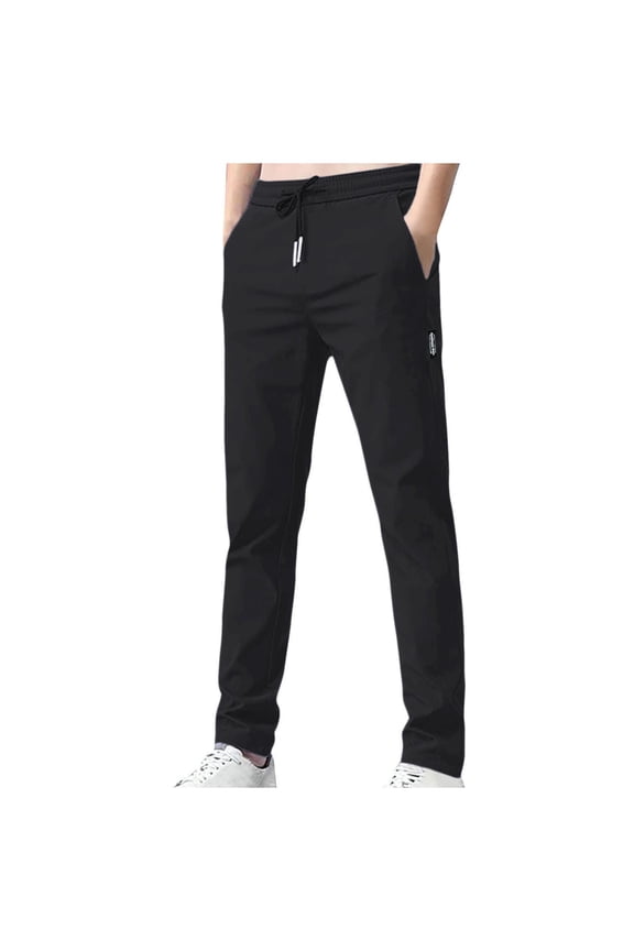 Golf Pants Men Straight Fit Trousers Fashion Running Tapered Jogger Pants Fall Cool Ice Silk Men Clothes Breathable Black XS
