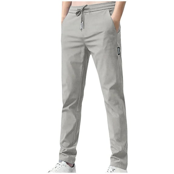 YLSDY Golf Pants Men Straight Fit Trousers Fashion Running Tapered Jogger Pants Fall Cool Ice Silk Men Clothes Breathable Gray XS