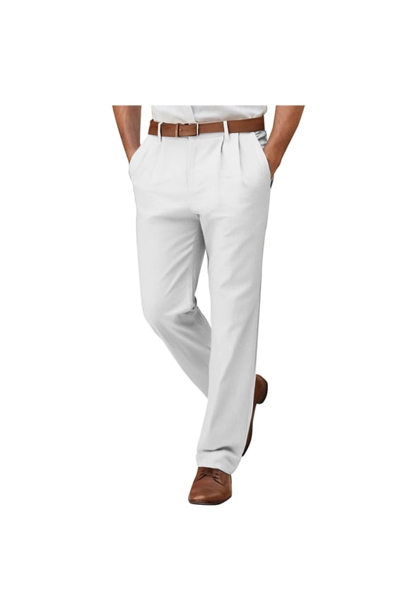 Golf Pants Men Stretch Relaxed Fit Work Dress Pant Quick Dry Lightwieght Business Casual Comfy Trousers with Pockets White M