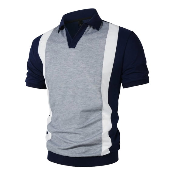 YLSDY Golf Shirts for Men Short Sleeve Color Block Casual Shirt Comfortable Breathable Outdoor Performance T-Shirt Gray XL