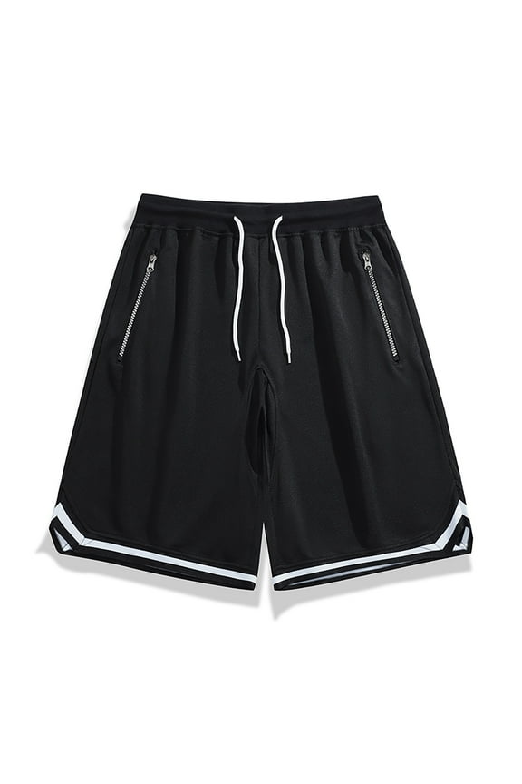 Gym Shorts for Men Comfy Breathable Lightweight Basketball Short Pants with Pockets Wide Leg Loose Trousers Black L