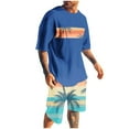 thumbnail image 1 of YLSDY Hawaiian Two Piece Sets for Men Short-Sleeve Oversized T-Shirts Tops with Graphic Shorts O-Neck Pullover Shirt Suits Lightweight Trendy Outerwear Blue XXXL, 1 of 5