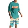 thumbnail image 1 of YLSDY Hawaiian Two Piece Sets for Men Short-Sleeve Oversized T-Shirts Tops with Graphic Shorts O-Neck Pullover Shirt Suits Lightweight Trendy Outerwear Green XL, 1 of 5