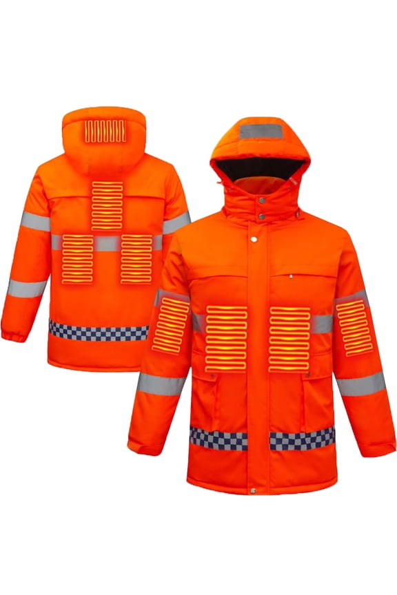 Heated Jacket Hooded Casual Outwear USB Powered Thermal Insulated Workwear for Outdoor Activities Winter Coats Ideal for Cold Weather Orange XXXL
