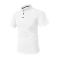 thumbnail image 1 of YLSDY Henley Shirts for Men 2025 Short Sleeve Waffle Knit Casual 3 Button T-Shirt Slim-Fit Office Business Work Blouses White XL, 1 of 5