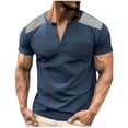 thumbnail image 1 of YLSDY Henley Shirts for Men Short Sleeve Button T Shirt Slim Fit Casual Dress Shirts Classic Tees with Front Pocket Dark Blue S, 1 of 8
