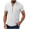 thumbnail image 1 of YLSDY Henley T Shirts for Men Summer Cotton Linen Shirt Short Sleeve Button Up T-Shirts Tops Casual Solid Color Basic Tees White XXL, 1 of 8