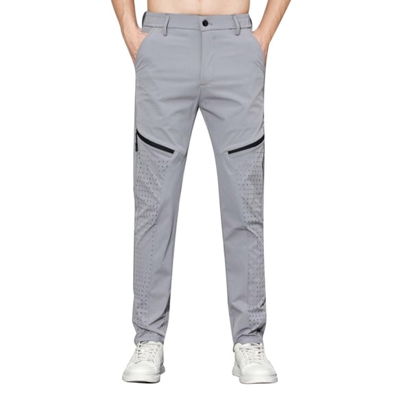 YLSDY Hiking Pants for Mens Lightweight Quick Dry Water Resistant Outdoor Pants Button Stretchy Workout Running Sweatpants Gray 36