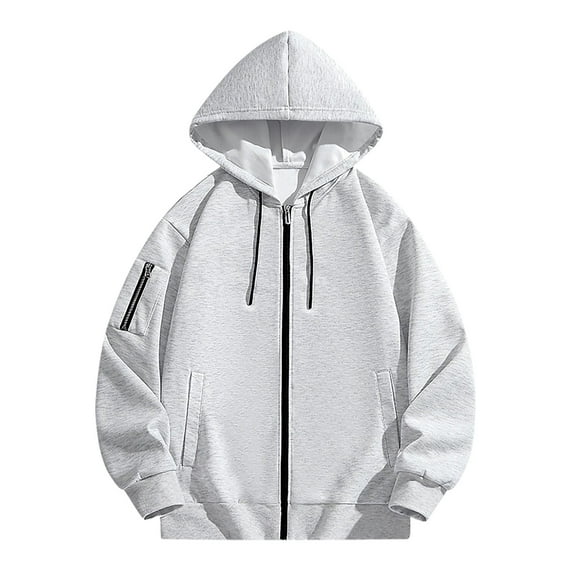 YLSDY Hooded Sweatshirt Men Full Zip Solid Color Pullover Hoodie Mens Fall Clothes Fashion Zip Patchwork Long Sleeve Sweatshirt Gray XXXXXL