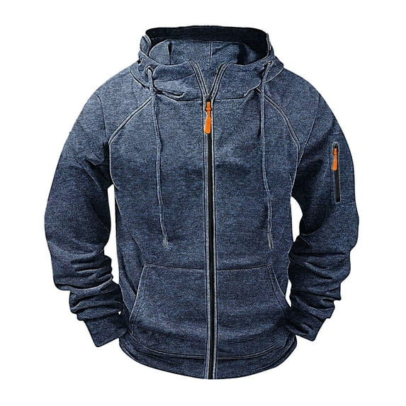 YLSDY Hoodies for Men Casual Quarter Zip Pullover Tractical Long Sleeve Outdoor Athletic Youth Sweathshirt Sports Hoodie Blue XXL