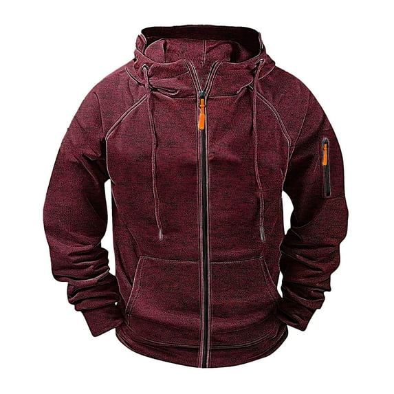 YLSDY Hoodies for Men Casual Quarter Zip Pullover Tractical Long Sleeve Outdoor Athletic Youth Sweathshirt Sports Hoodie Wine M