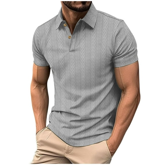 YLSDY Hot days, bold styles Mens Button Collared Shirts Short Sleeve Casual Color Block Golf T Shirt Stylish Contrast Colors Button Lapel Collar Cotton Tops Gray XXL