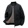 thumbnail image 1 of YLSDY Jacket for Men Casual Loose Fit Fleece Lined Jackets Zipper Outdoor Streetwear Stand Collar Slim Coat Black XXXL, 1 of 9