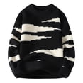 thumbnail image 1 of YLSDY Japanese Retro Color Block Pullover Sweater Men Fashion Fall Winter Round Neck Sweater Knit Sweater Black L, 1 of 4