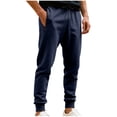 thumbnail image 1 of YLSDY Joggers for Men Elastic Waist Drawstring Slim Fit Sweatpants Solid Color Workout Pants with Zipper Pockets Navy XL, 1 of 8