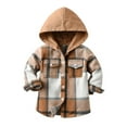 thumbnail image 1 of YLSDY Kids Baby Boys Girls Plaid Flannel Hooded Coats Button Up Shirt Long Sleeve Flannel Jacket Winter Warm Tops with Pockets Brown 3-6 Months, 1 of 4