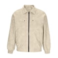 thumbnail image 1 of YLSDY Leather Jacket Men Faux Lightweight Bomber Jackets Mens Motorcycle Vintage Lapel Coats with Zipper and Pockets Beige XXXL, 1 of 7