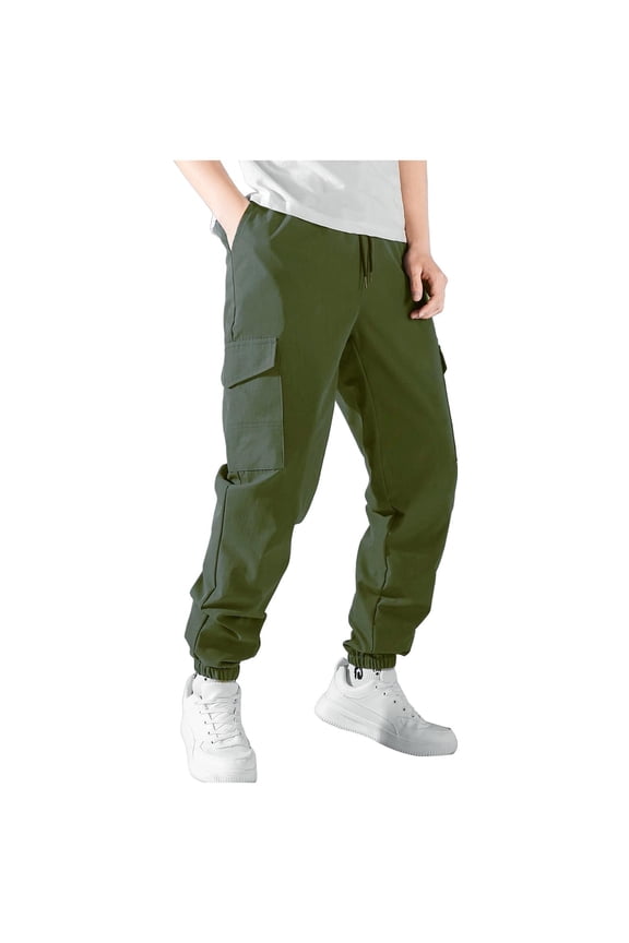 Lightweight Cargo Pants Mens Casual Breathable Loose Harem Trousers Outdoor Sportswear Tactical Workout Hiking Pants Army Green L