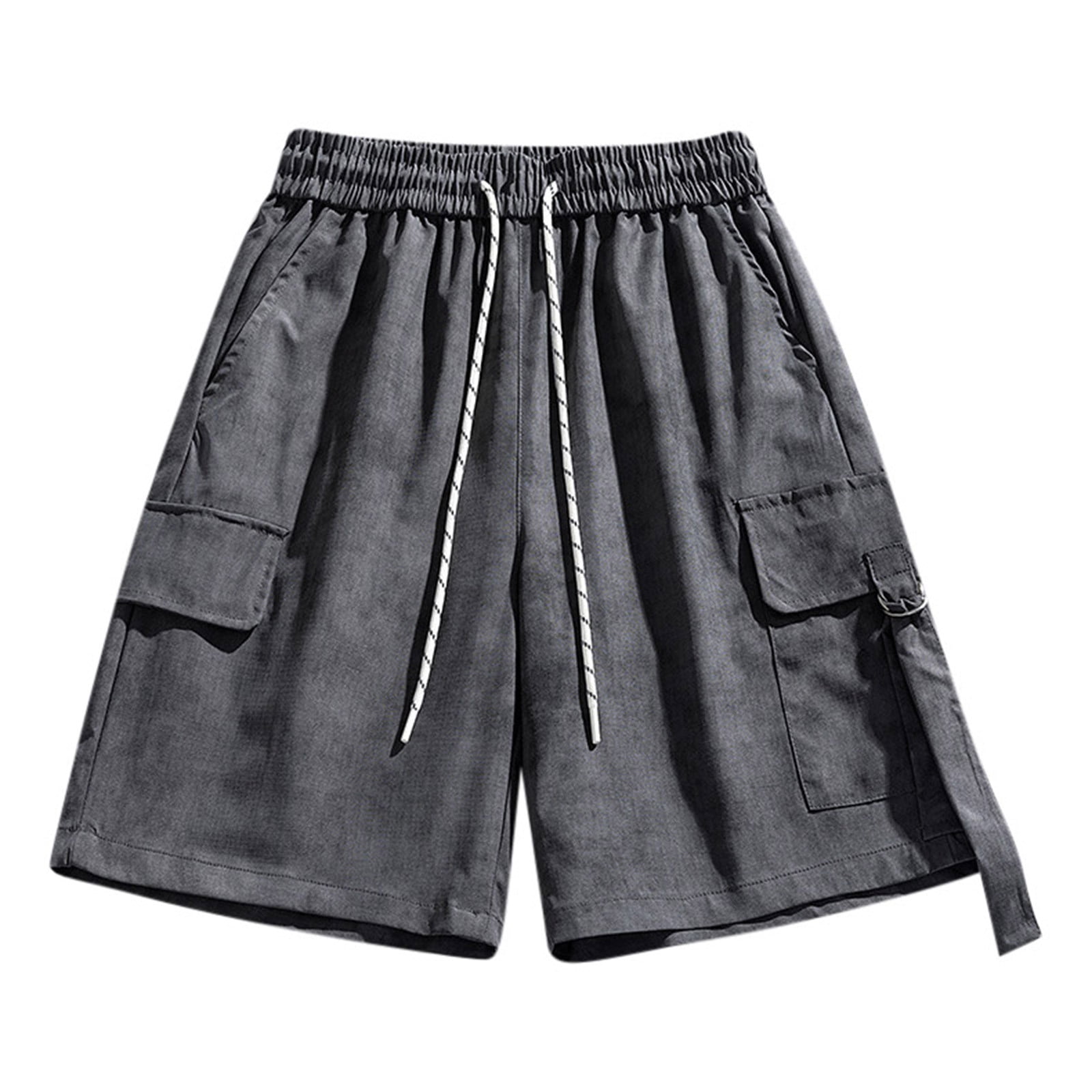 YLSDY Linen Cargo Shorts for Men Stretch Waist Knee Length Beach Short ...