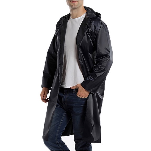 YLSDY Long Raincoats for Adults Reusable, EVA Rain Coats Lightweight Rain Coat Waterproof Rain Gear for Men Navy Free Size